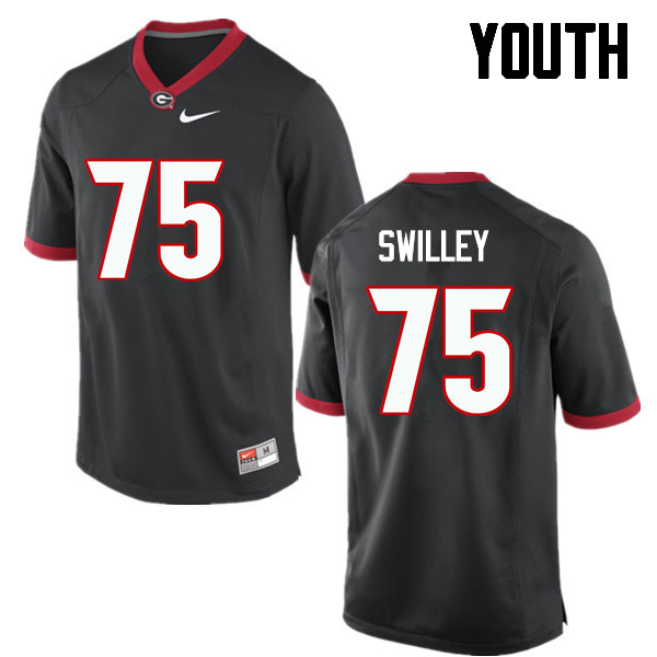 Youth Georgia Bulldogs #75 Thomas Swilley College Football Jerseys-Black
